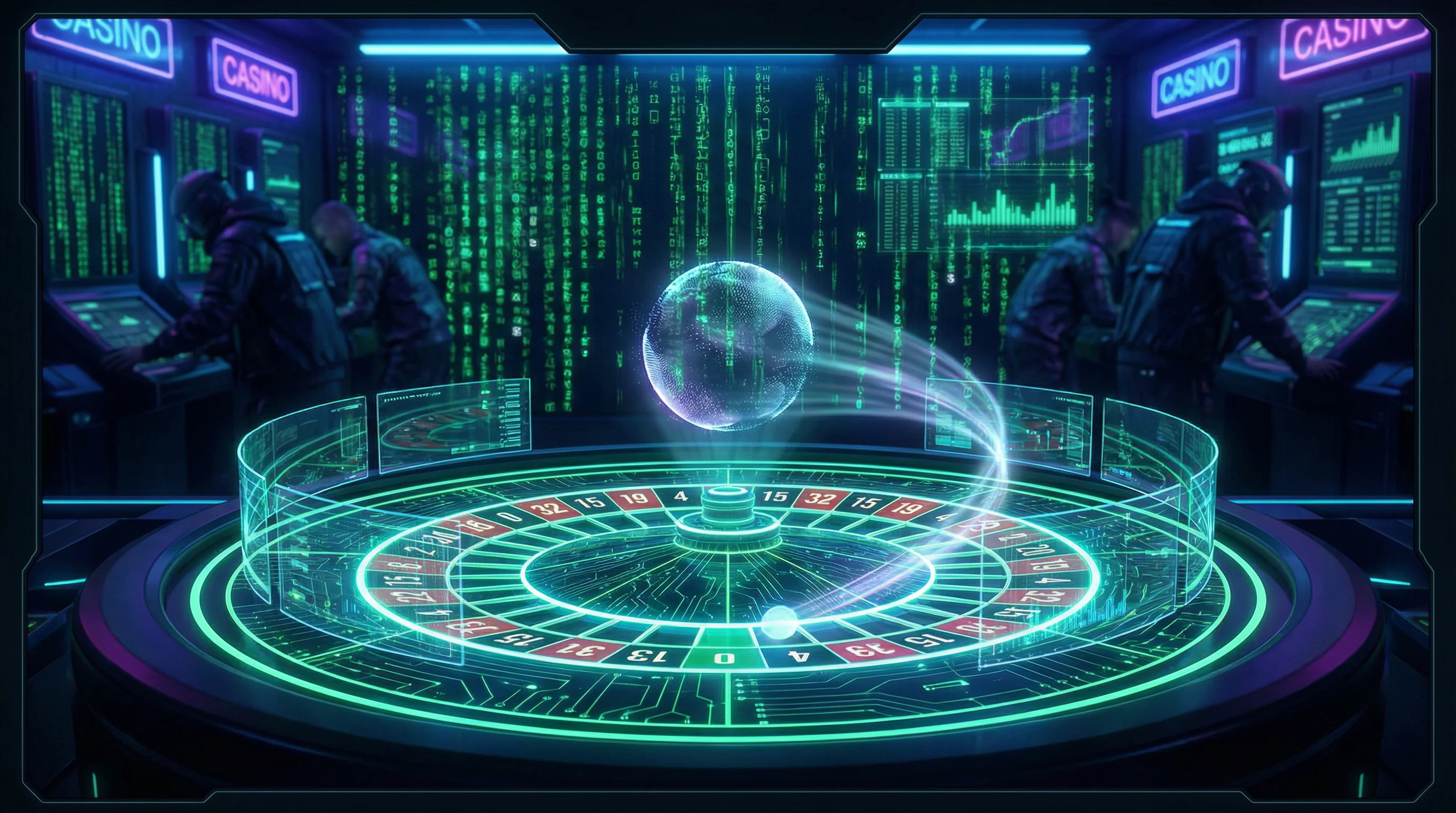 Roleta digital futurista com efeitos neon no ganheibet